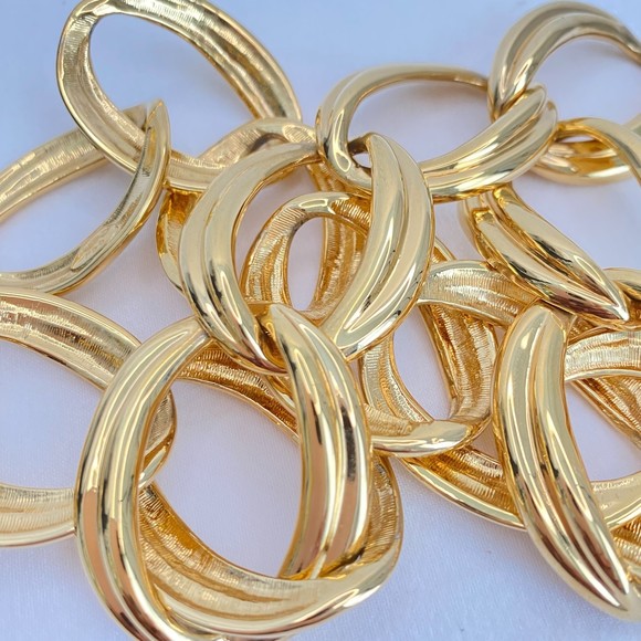 Napier Necklace F90 Vintage Chunky Choker Gold Tone Oversized Curb Links - Picture 5 of 11